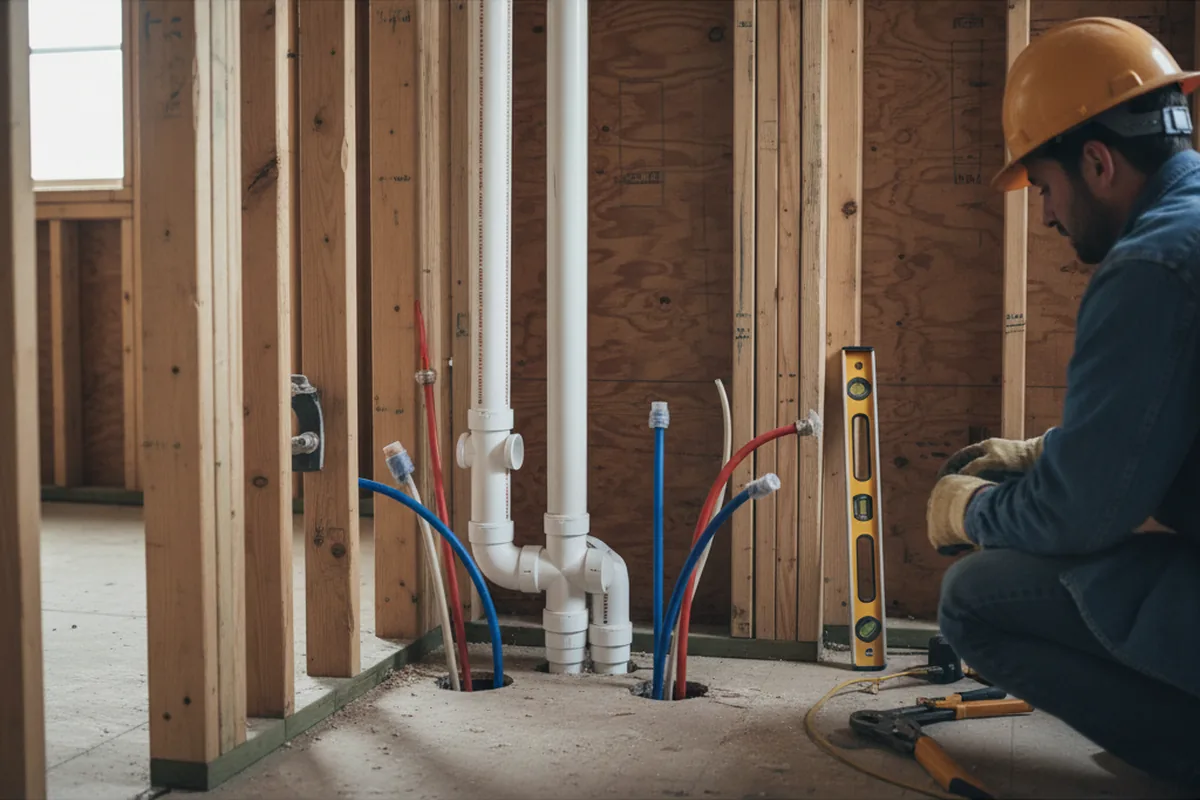 Drain and supply rough-in during Sump Pump Repair in Mountain Top